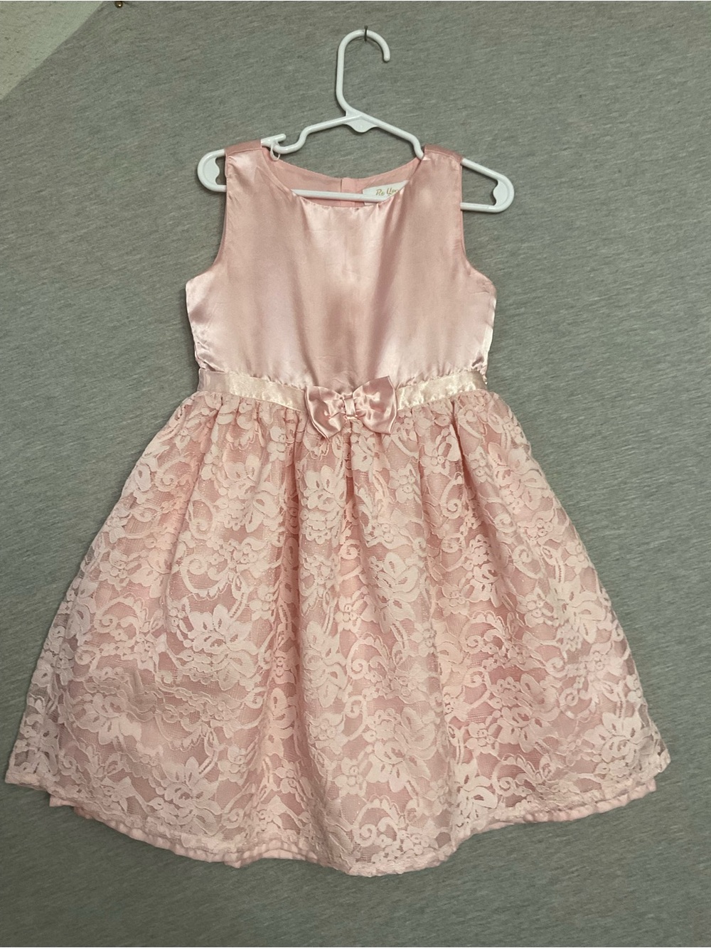 Be You Girls' Pink Lace Party Dress with Satin Bow